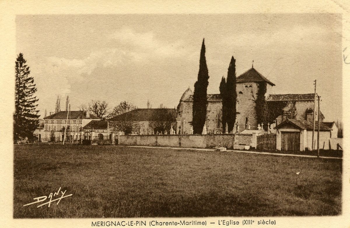 Carte postale : L'Église de Mérignac (XIIIe siècle)