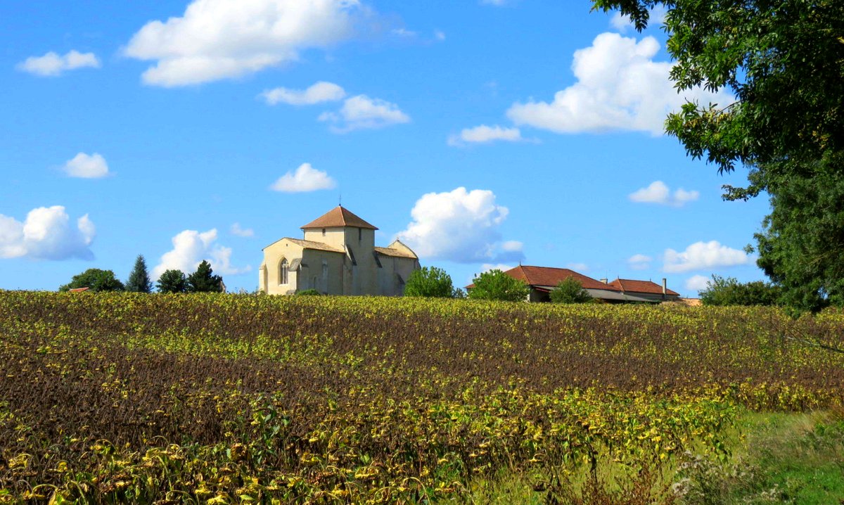 L'église Saint-Étienne de Mérignac vue depuis les champs