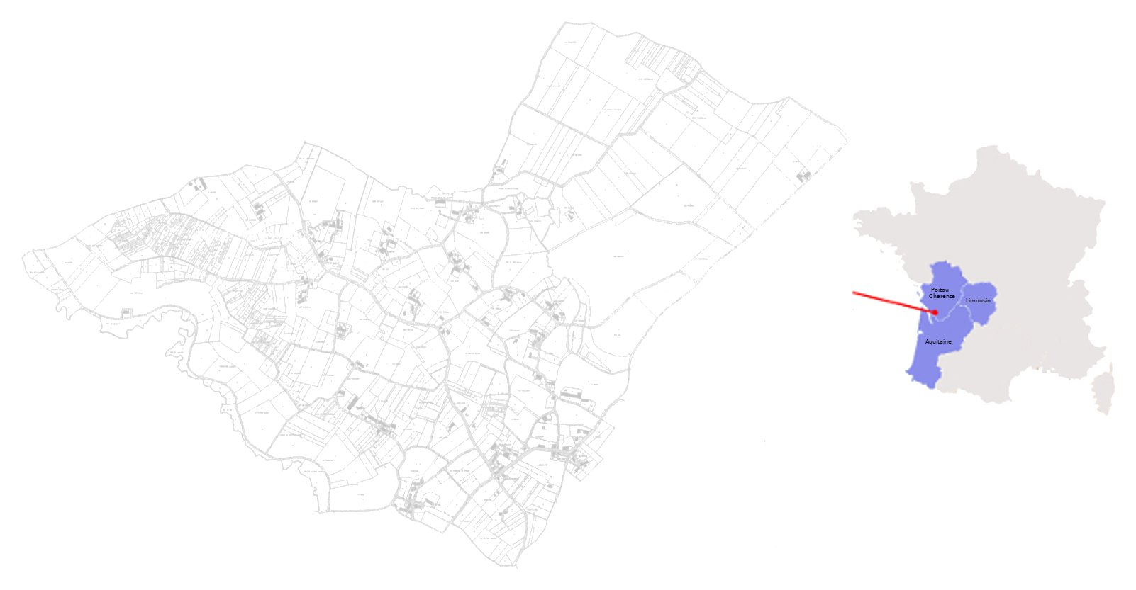 Plan cadastral de Mérignac et localisation en France